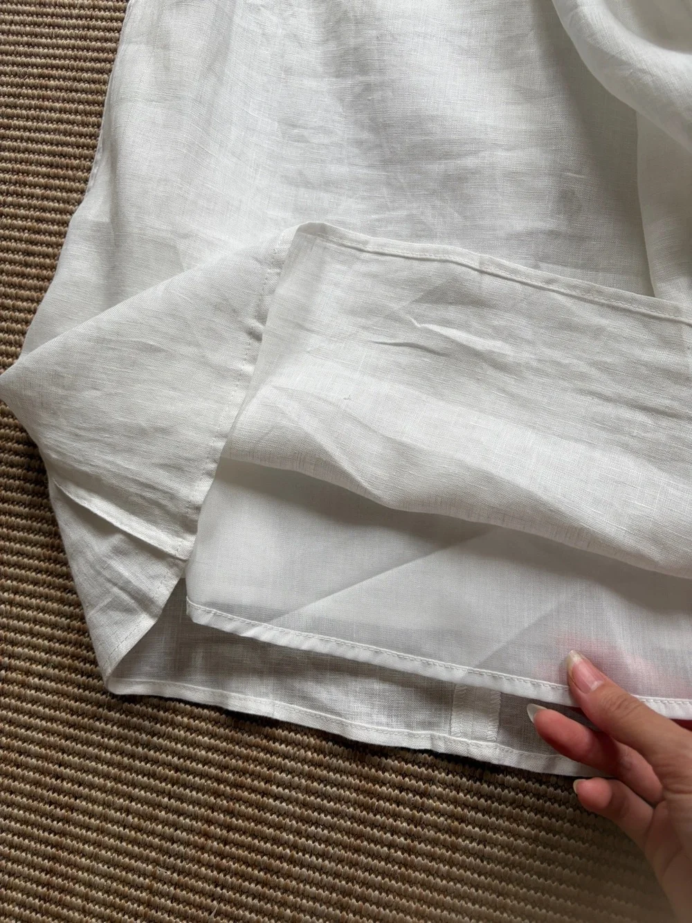 100% White linen summer mini dress with pockets